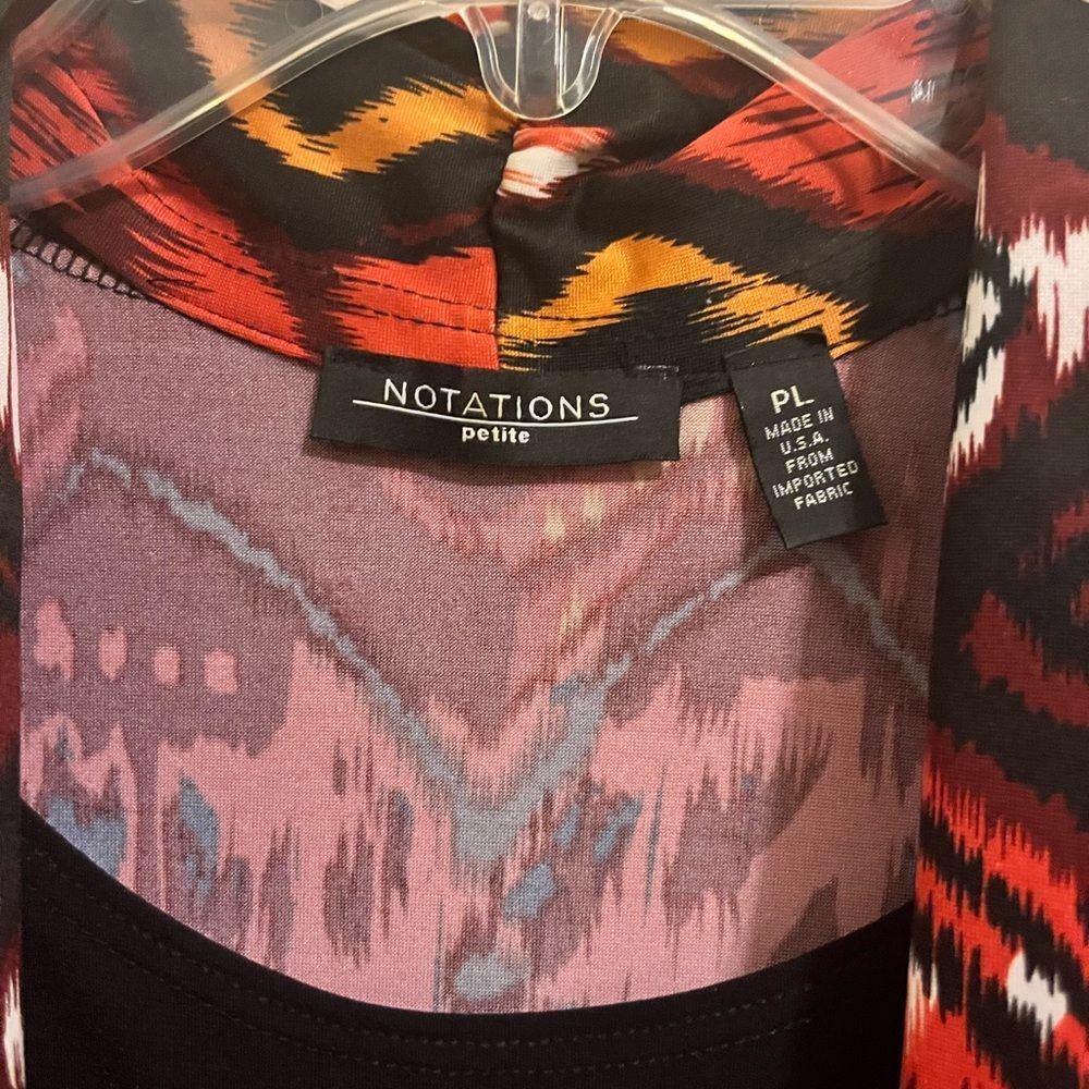 Notations Red and Black Abstract Blouse - Picture 3 of 4